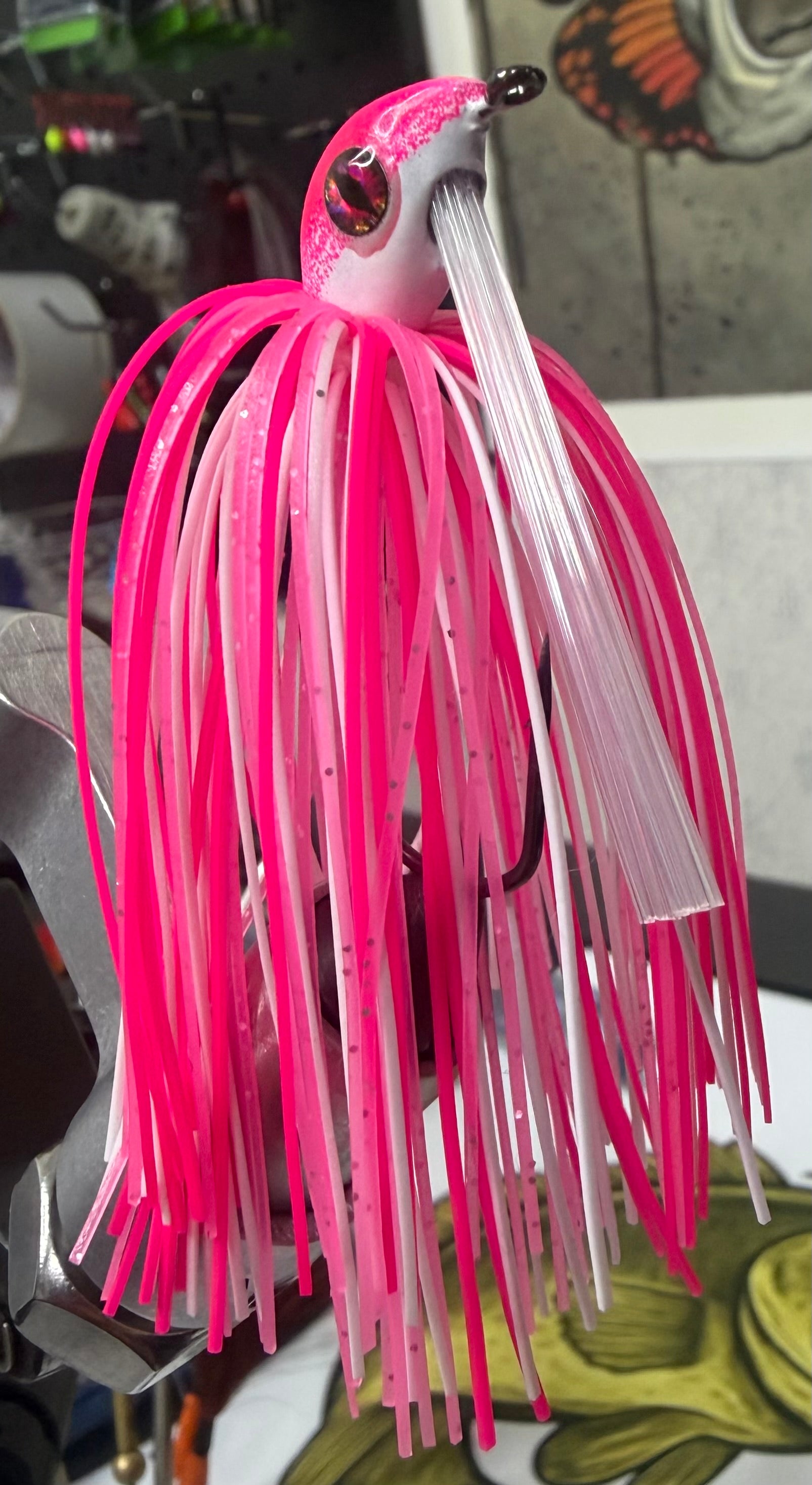 Pink prank weedless swim jig