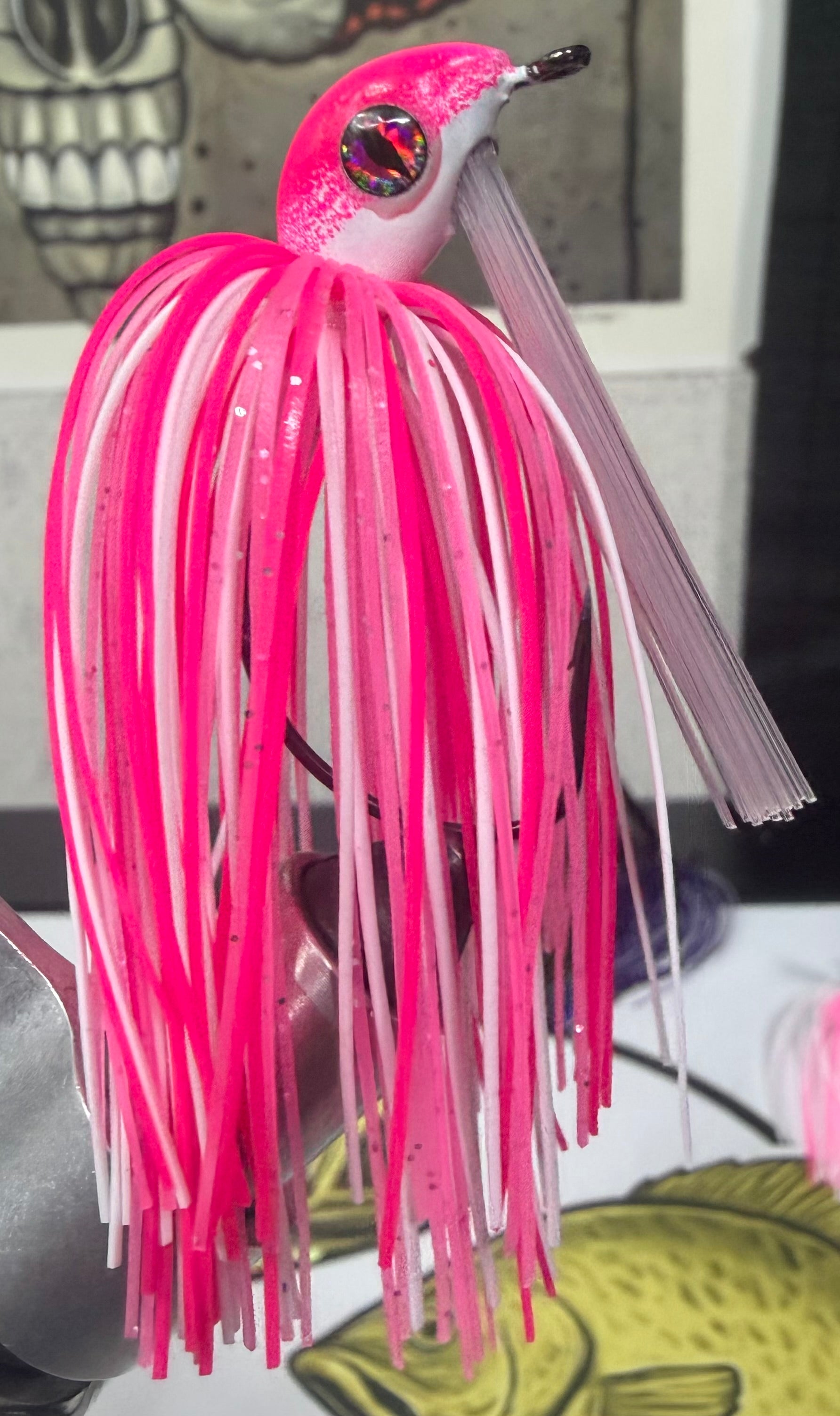 Pink prank weedless swim jig